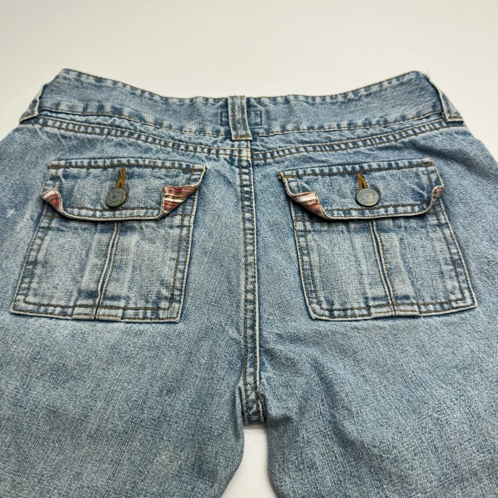 Abercrombie & Fitch Light Blue Relaxed Capri Cargo Jeans women’s size‎ 0R (E29)